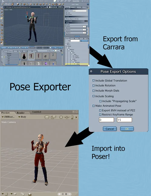 BVH/PZ2 Exporter Preview