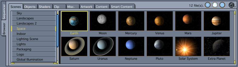 Low res models of the planets are included with Carrara